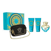 Versace Pour Femme Dylan Turquoise Kinkekomplekt, tualettvesi 100ml + kehakreem 100ml + dušigeel 100ml + kosmeetikakott