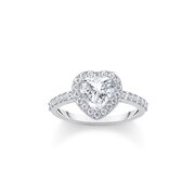 Thomas Sabo TR2477-051-14-54 Silver Halo-Ring in Heart Shape with white Zirconia Ladies