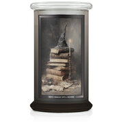 Kringle Candle Halloweeni trükistel põhinev Witch Magic Spell Books suur kahe tahiga lõhnaküünal (624 g)