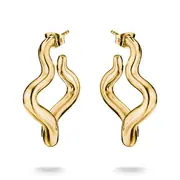 Thomas Sabo CR771-M01-39 Wave-Shaped Hoop Earrings with Cubic Zirconia Gold-Plated Women
